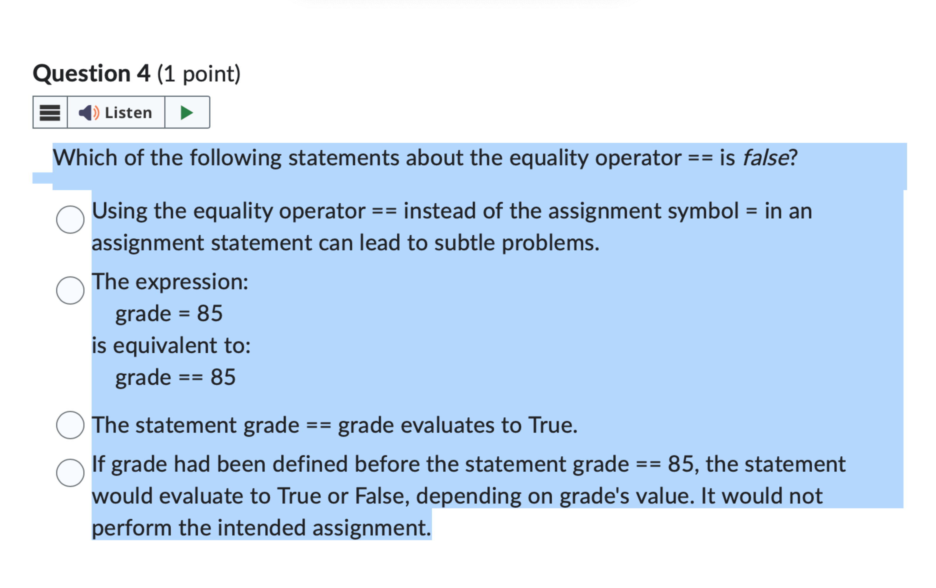 Question 1 ( 1 point ) Which of the following
