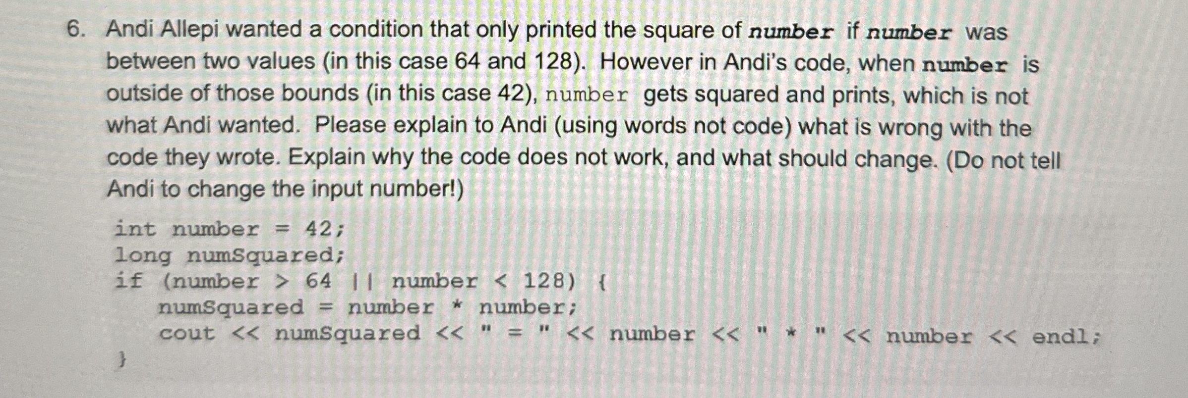 Andi Allepi wanted a condition that only printed