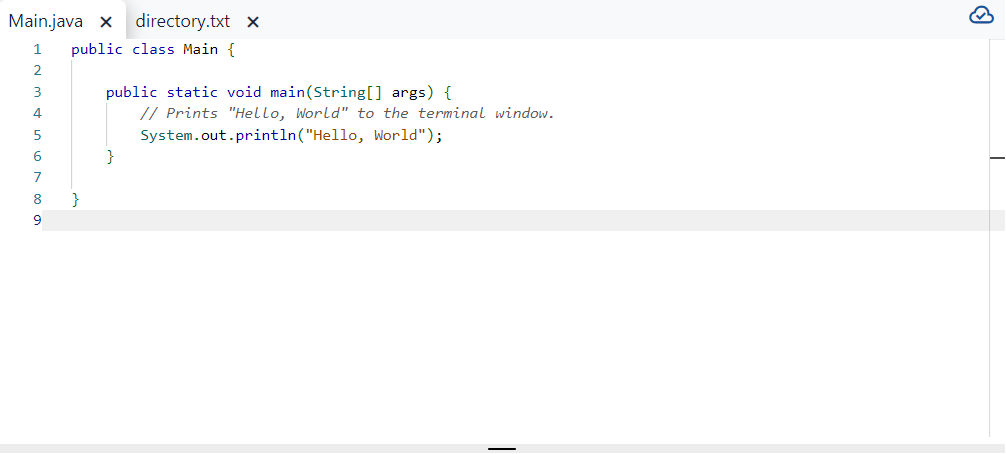 In java write the code in the main method that