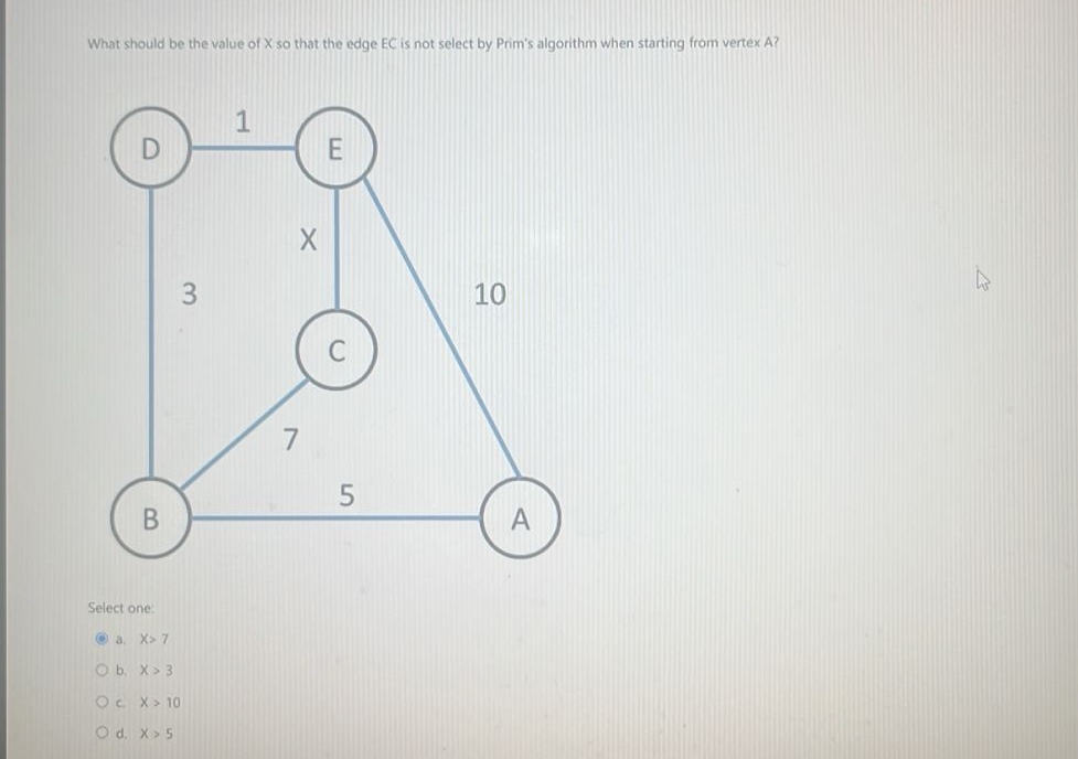 What should be the value of X so that the edge EC