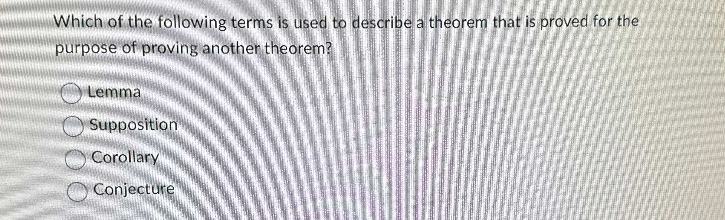 Which of the following terms is used to describe