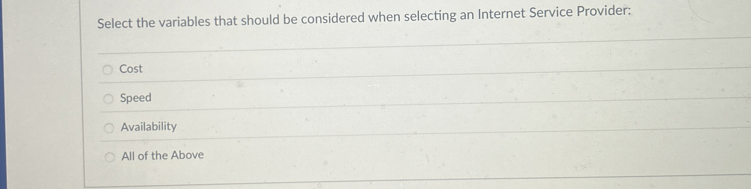 Select the variables that should be considered