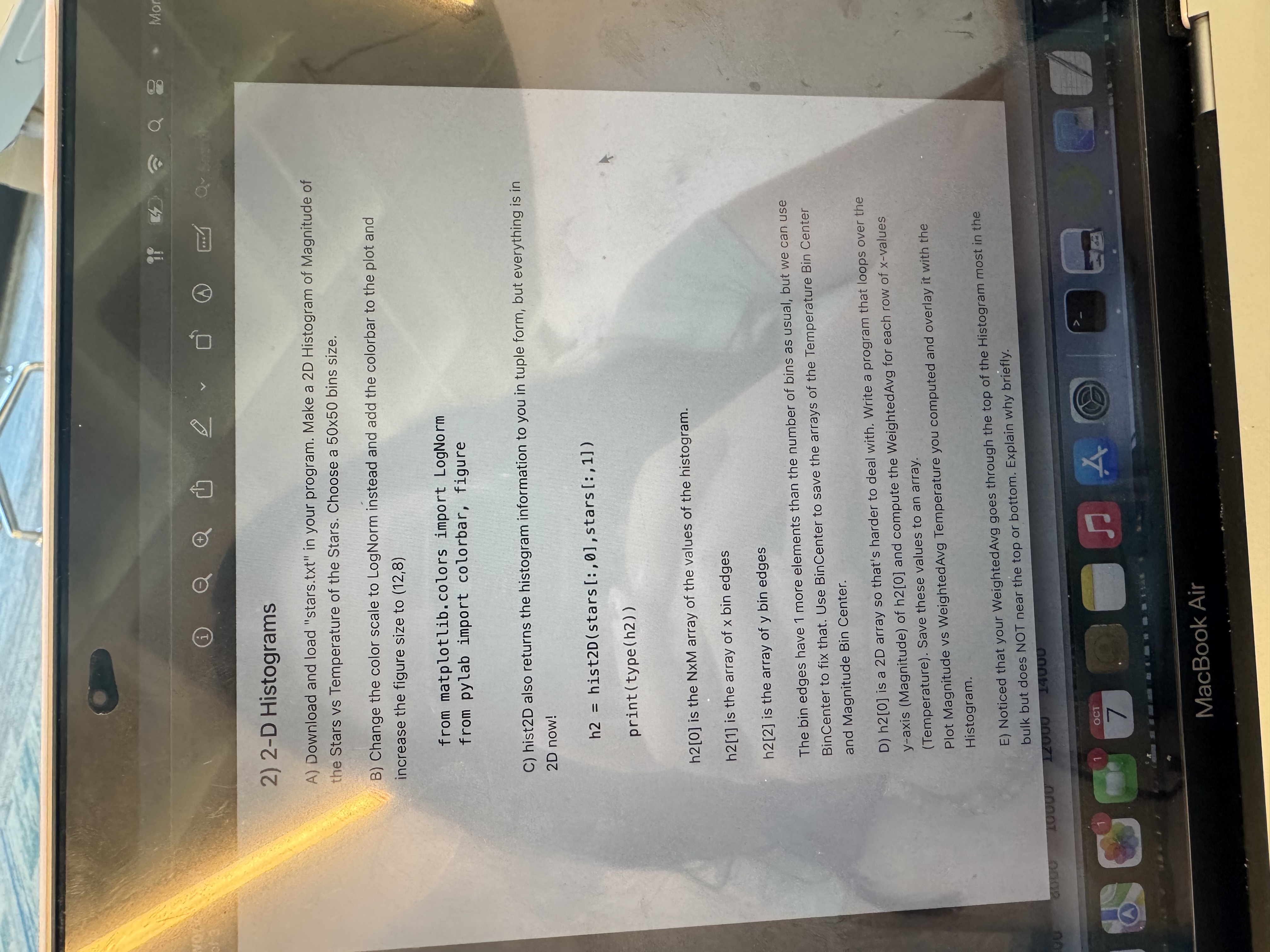 2 - D Histograms A ) Download and load "stars.txt