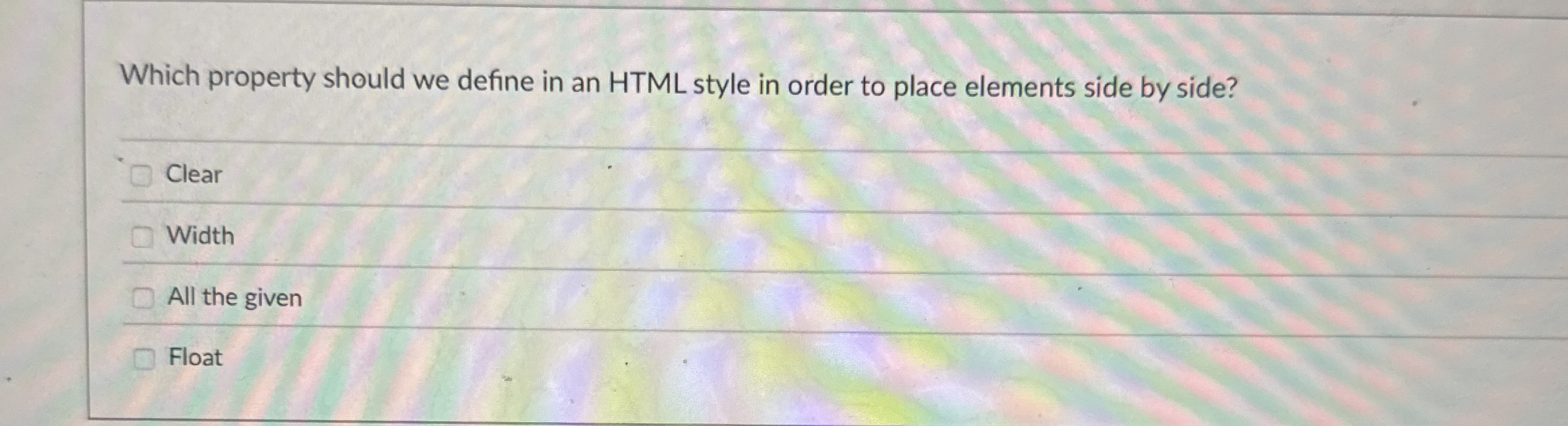 Which property should we define in an HTML style