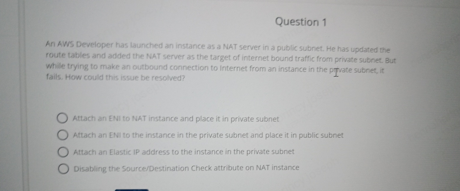 Question 1 An AWS Developer has launched an