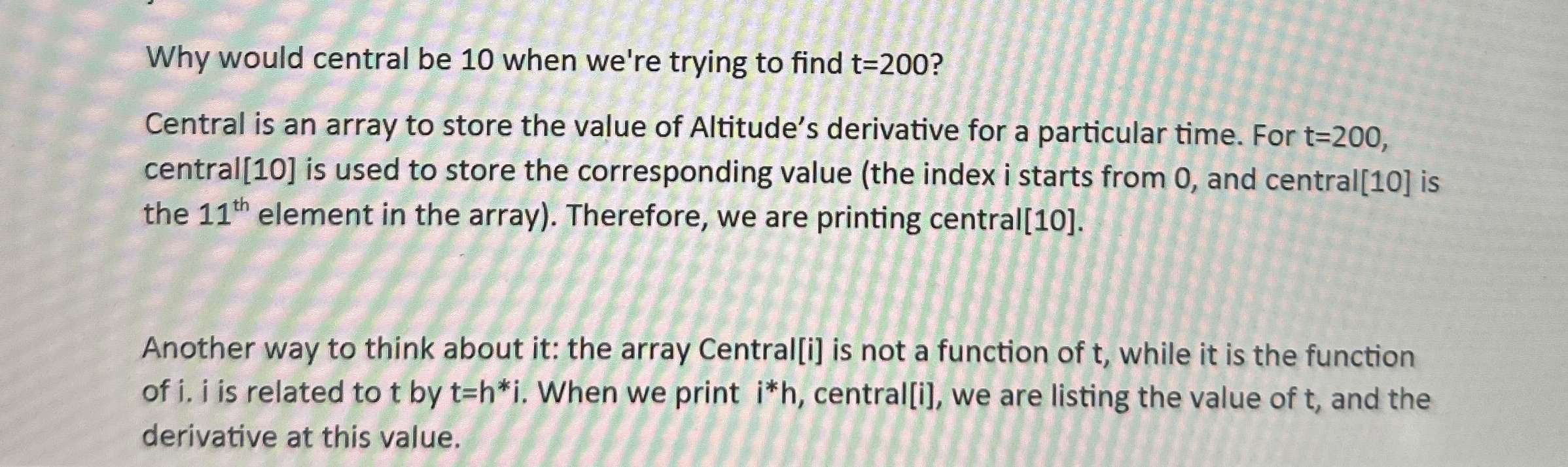 Why would central be 1 0 when we're trying to