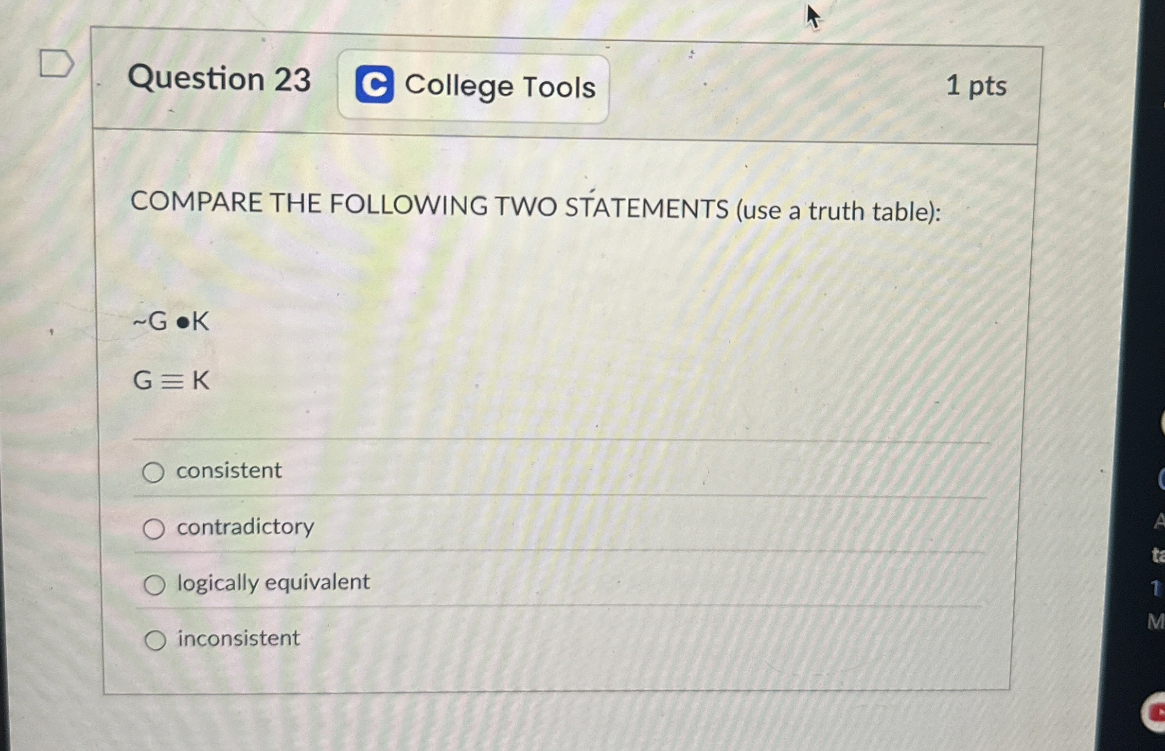 Question 2 3 1 pts COMPARE THE FOLLOWING TWO ST