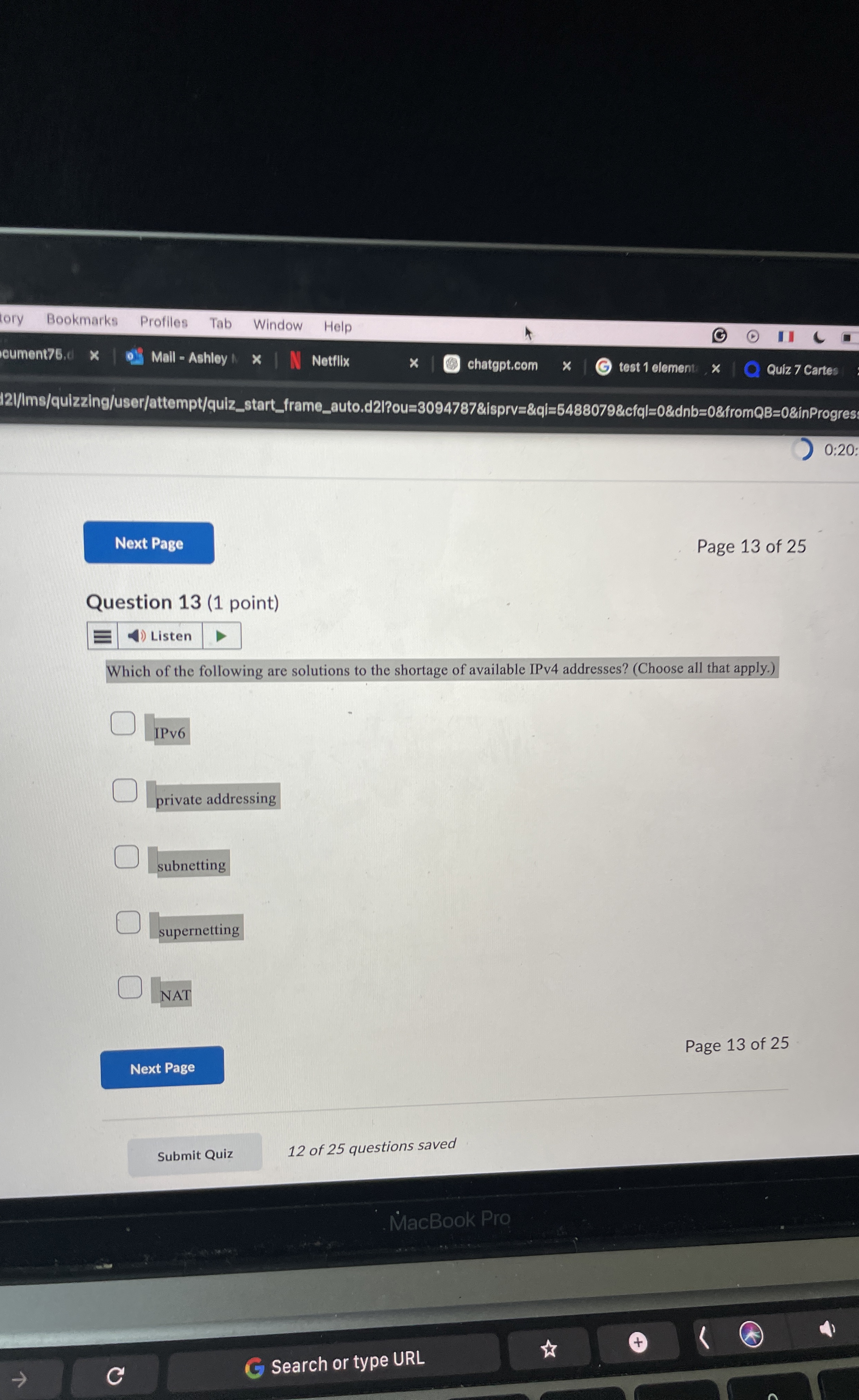 Question 1 3 ( 1 point ) Which of the following