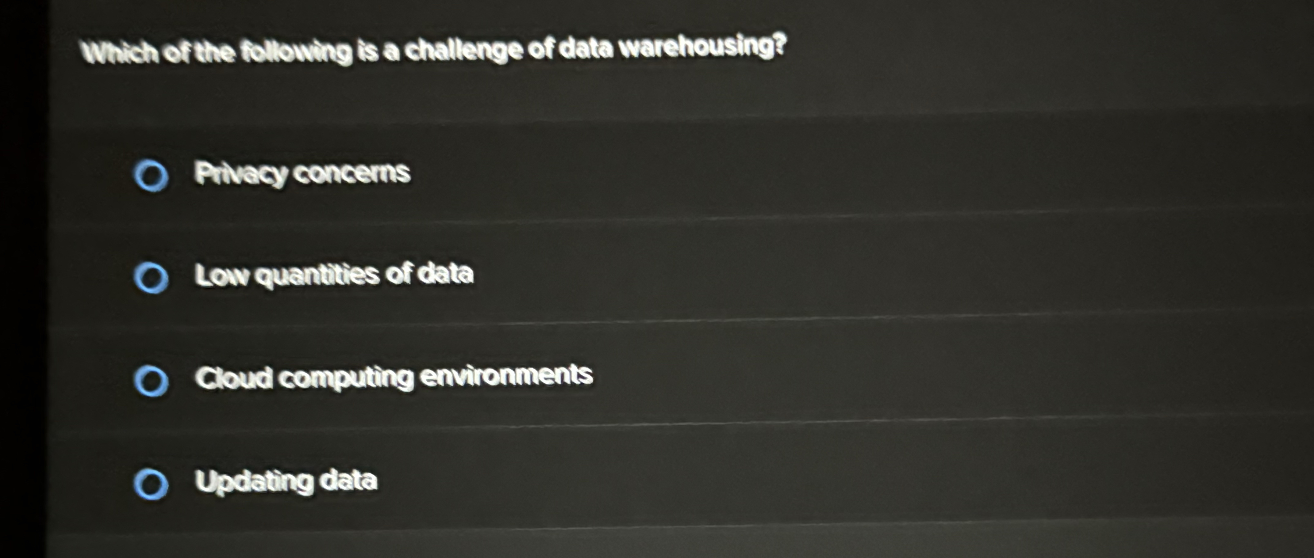 Which of the following is a challenge of data