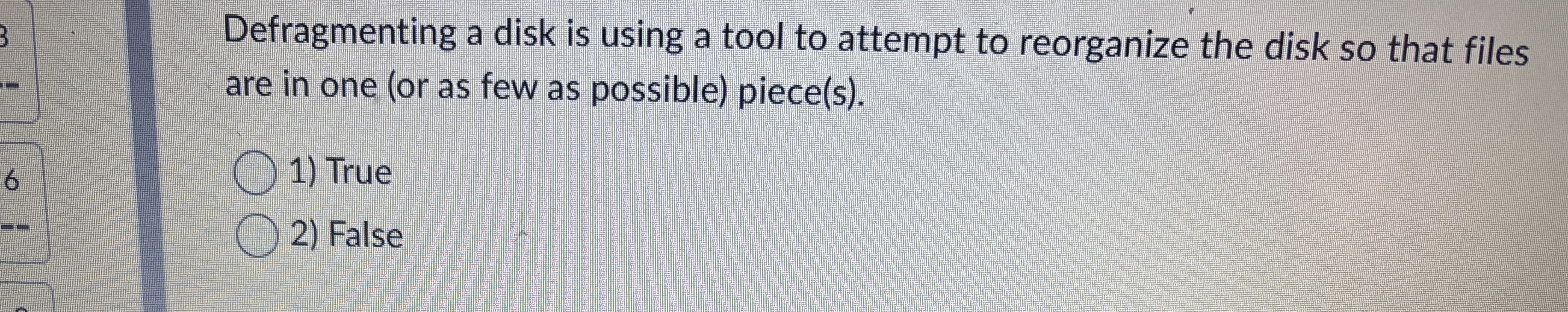 Defragmenting a disk is using a tool to attempt