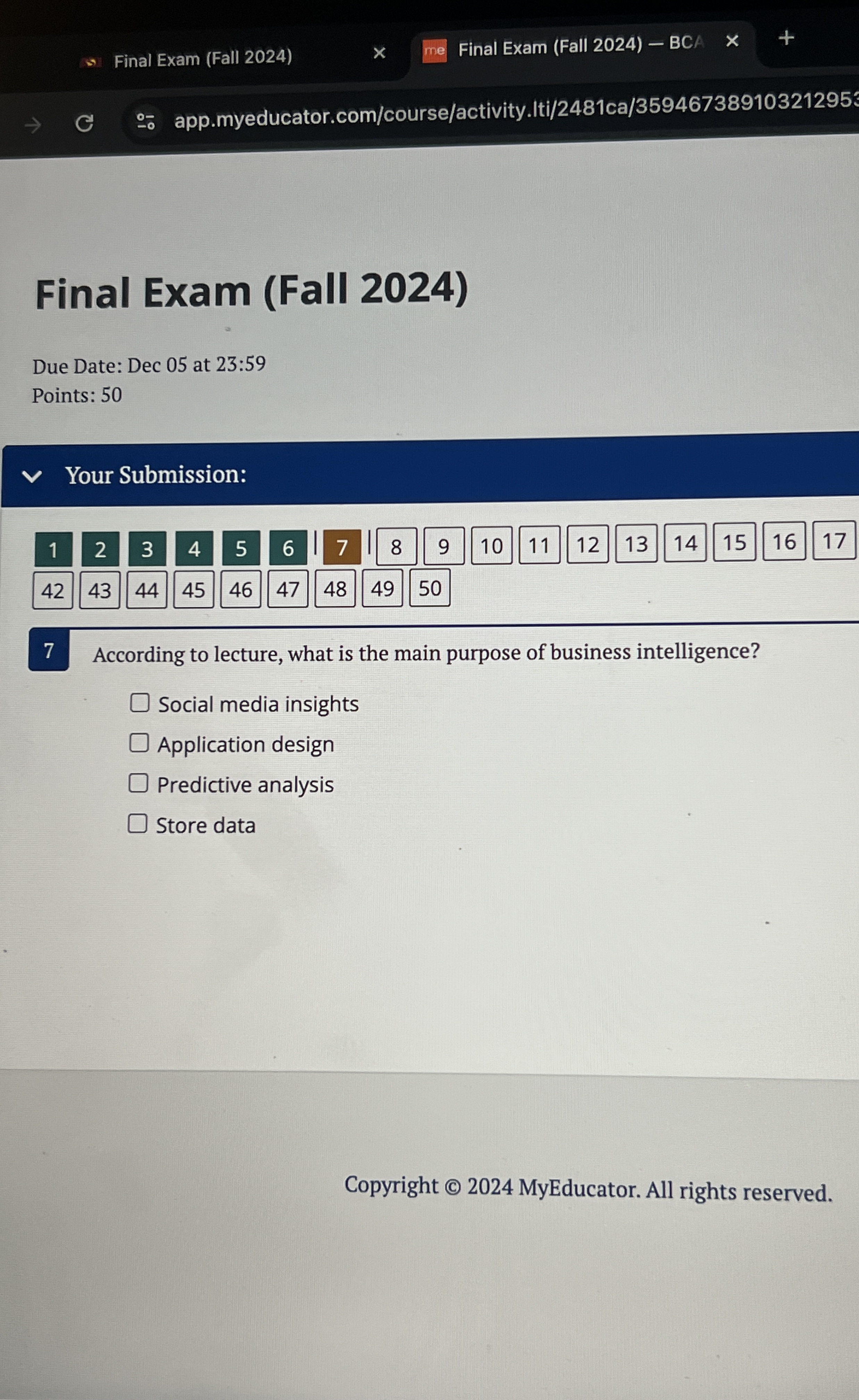 Final Exam ( Fall 2 0 2 4 ) Final Exam ( Fall 2 0