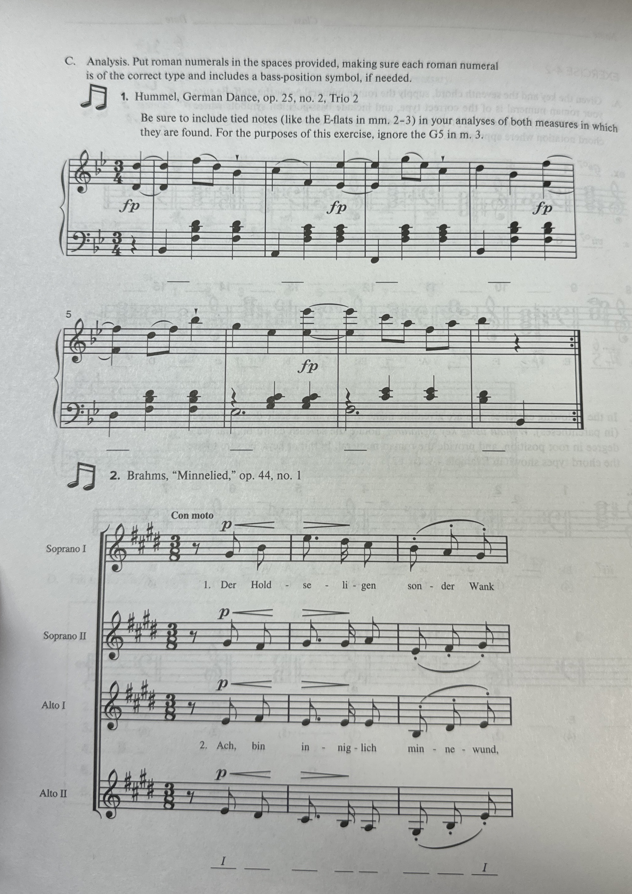 C . Analysis. Put roman numerals in the spaces