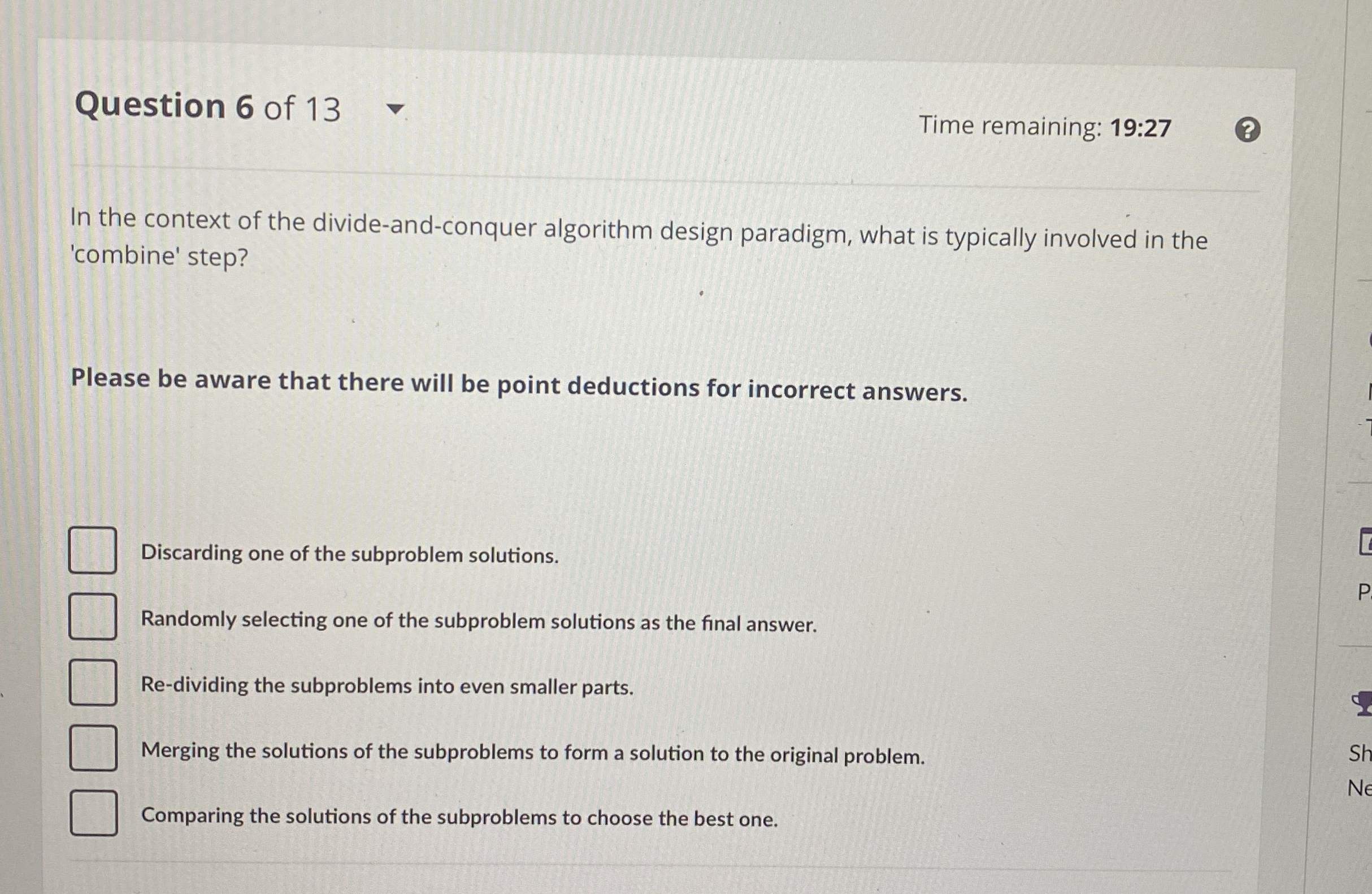 Question 6 of 1 3 Time remaining: 1 9 : 2 7 In