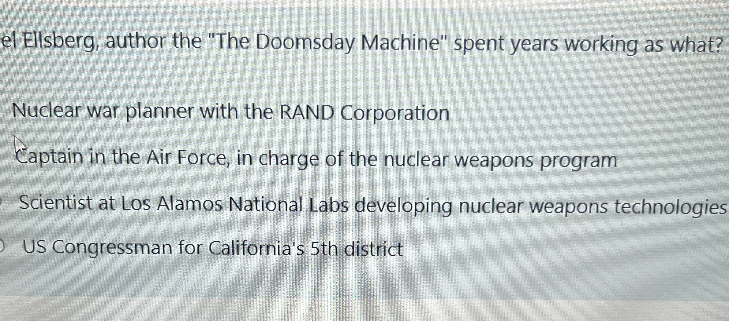 el Ellsberg, author the "The Doomsday Machine"