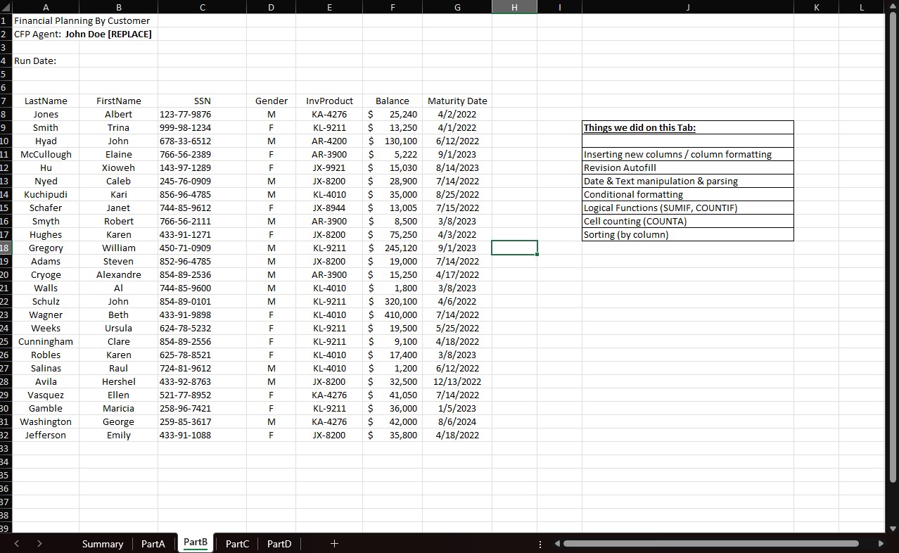 Part B - Working with tabular data ( rows /