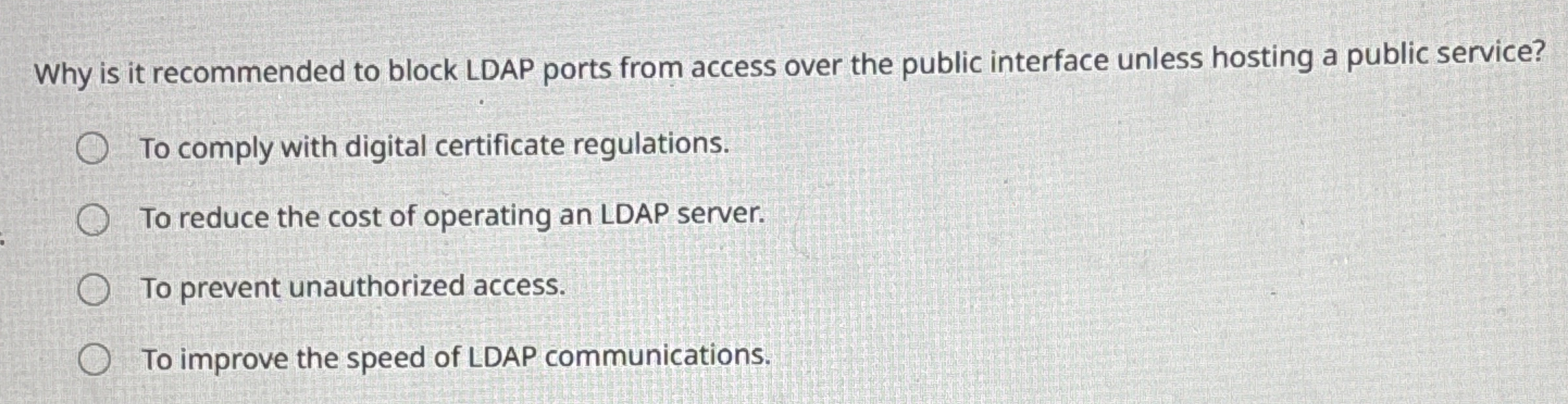 Why is it recommended to block LDAP ports from