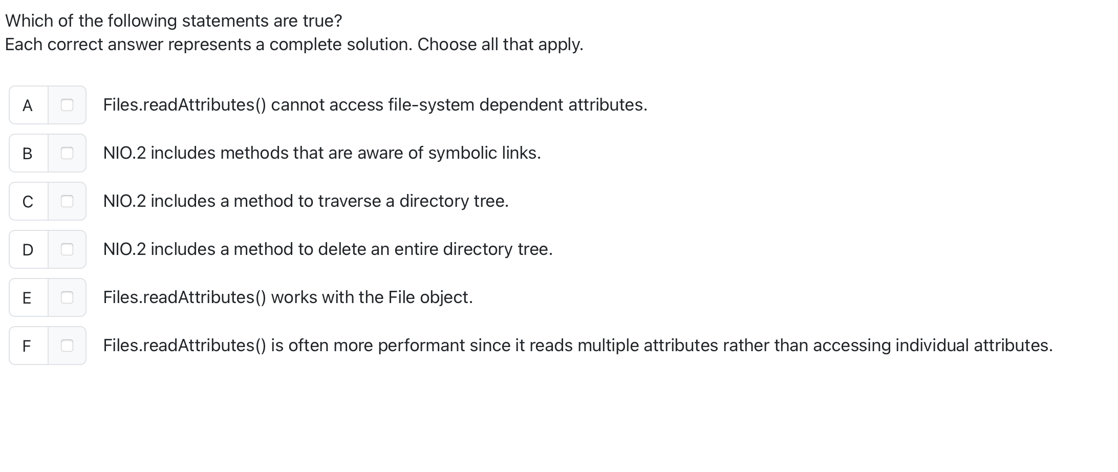 Which of the following statements are true? Each