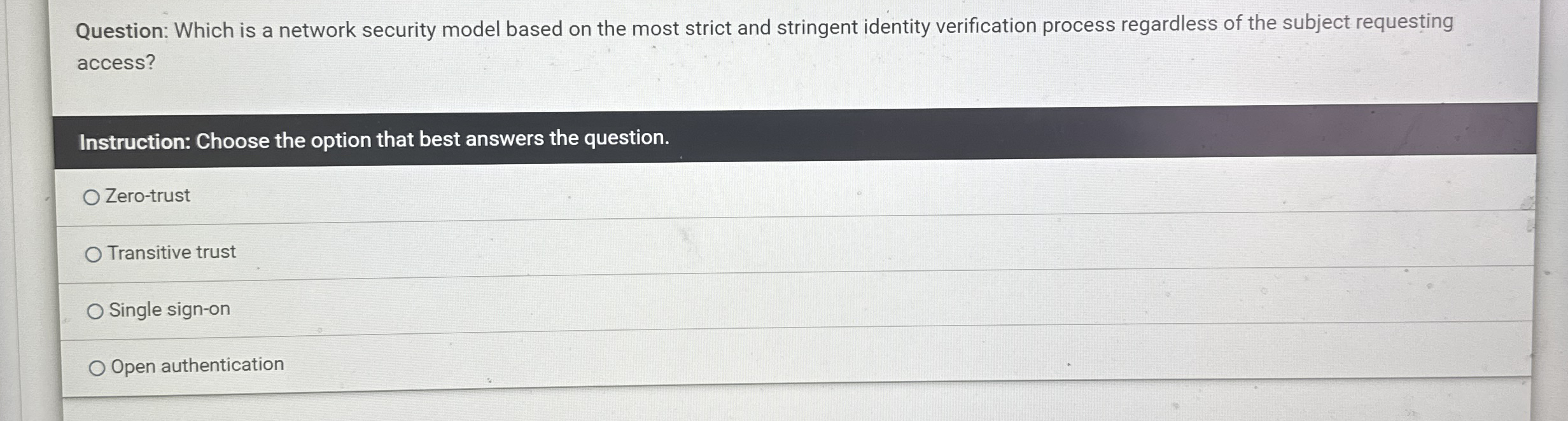 Question: Which is a network security model based
