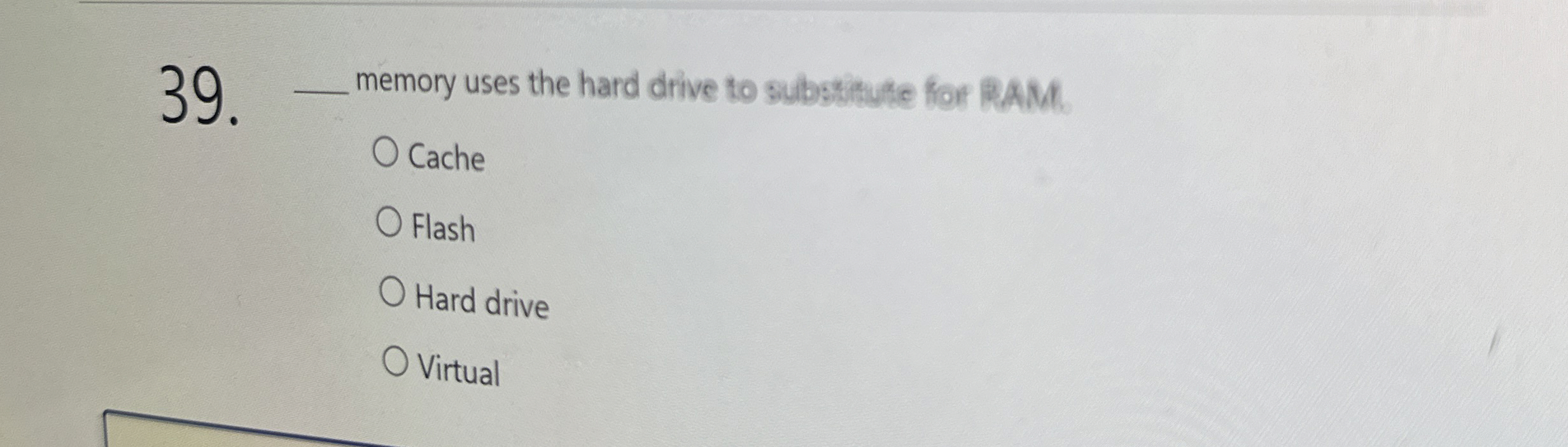 memory uses the hard drive to substitute for RAM.