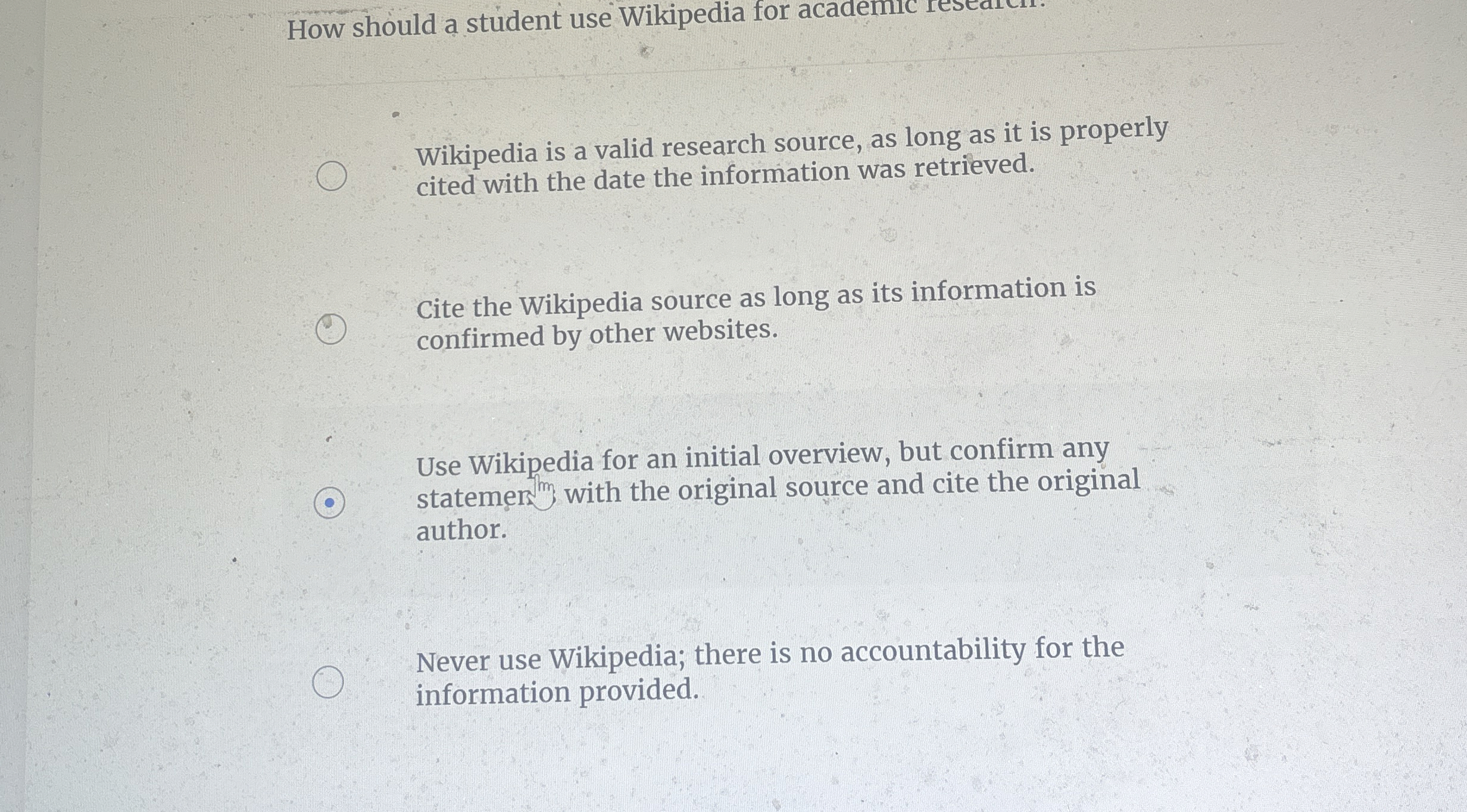 How should a student use Wikipedia for academic