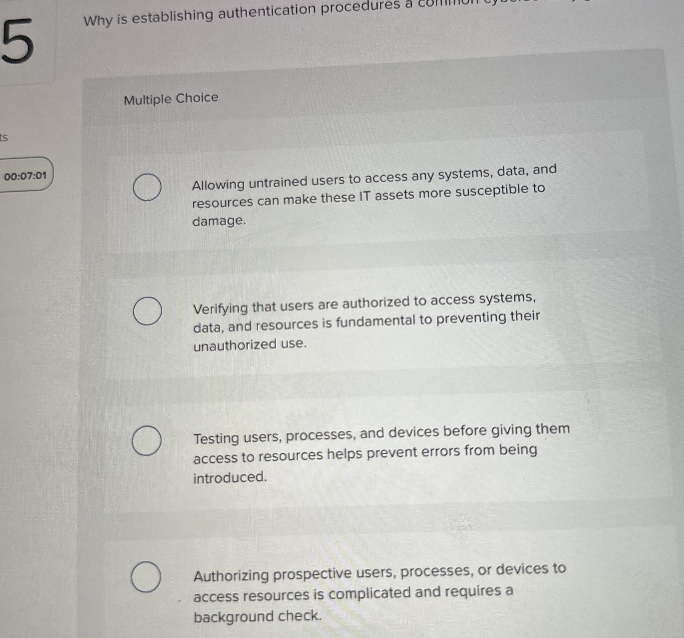 Why is establishing authentication procedures a