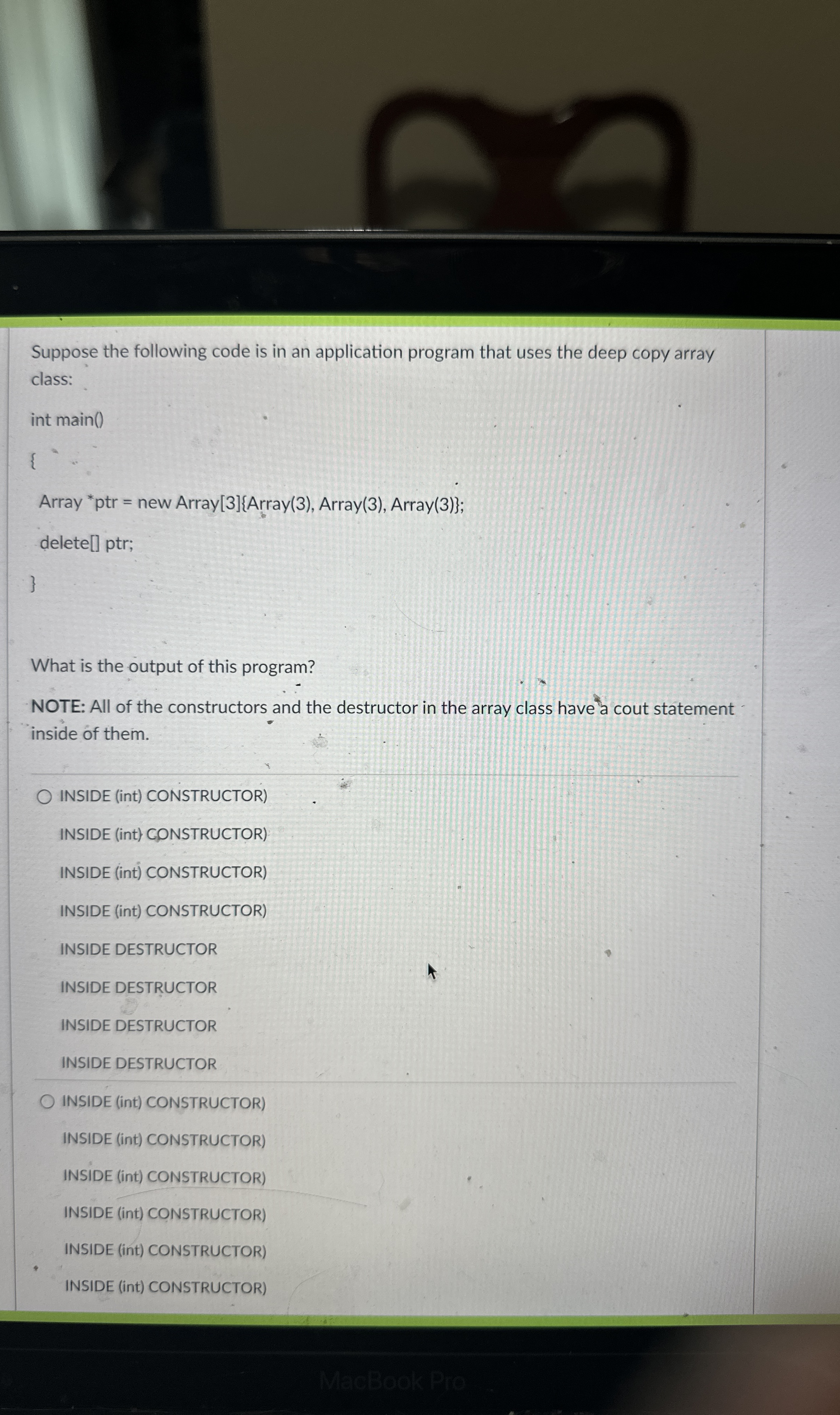 Suppose the following code is in an application