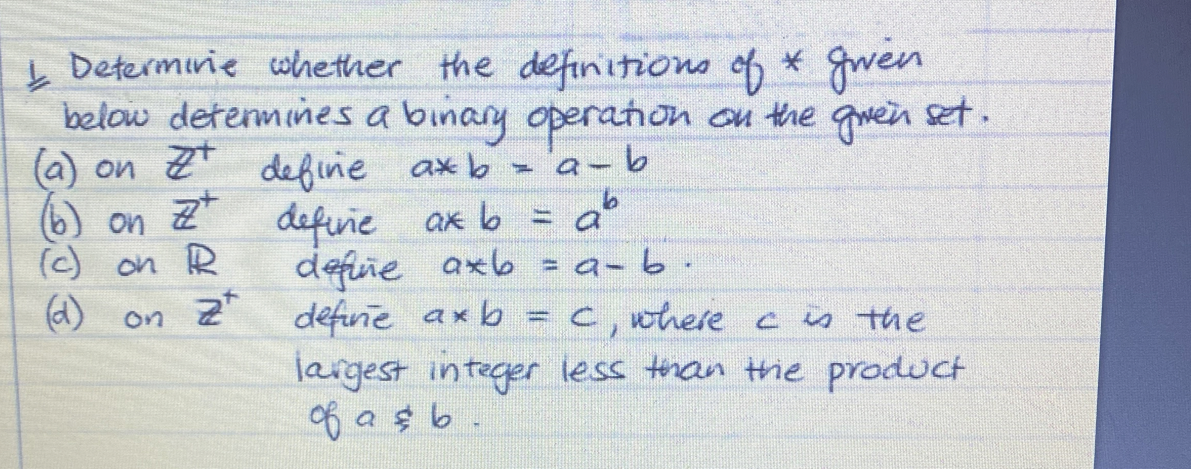 1 Determivie whether the definitions of * Gwen