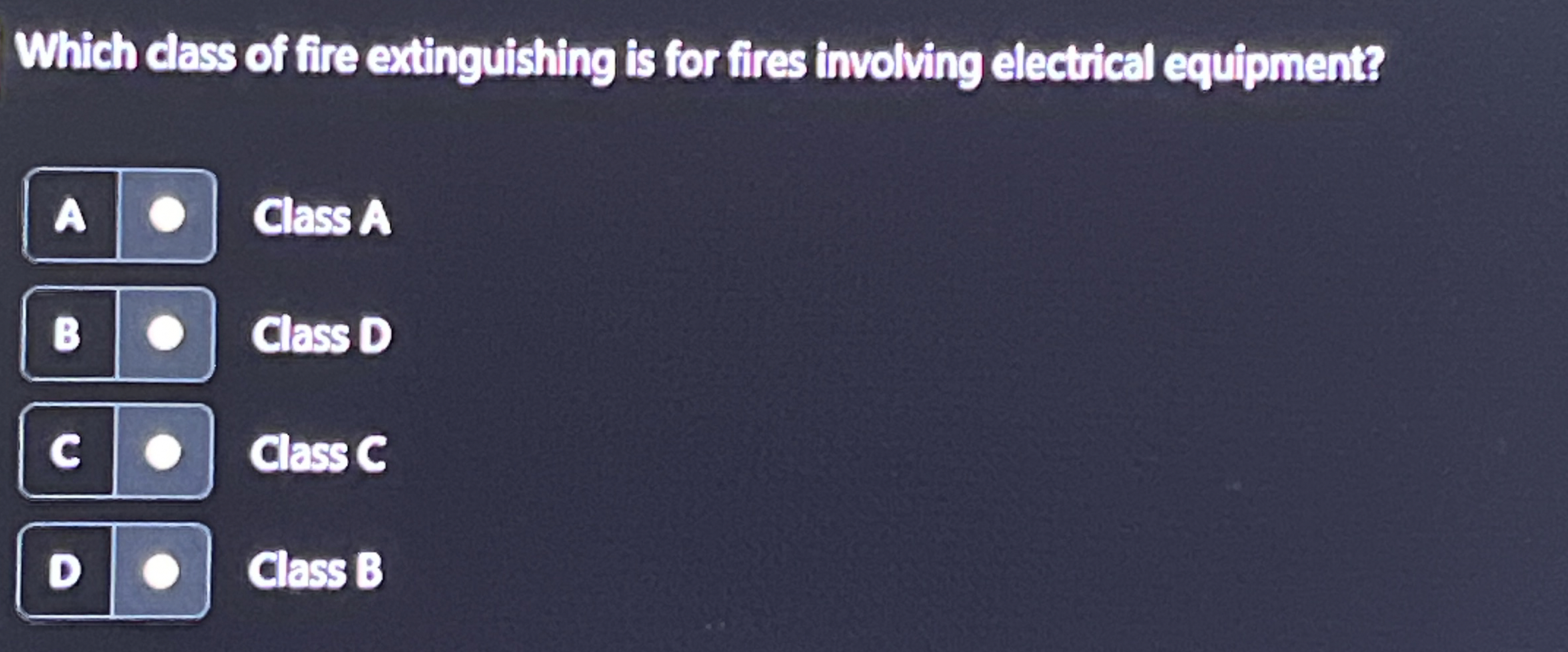 Which class of fire extinguishing is for fires