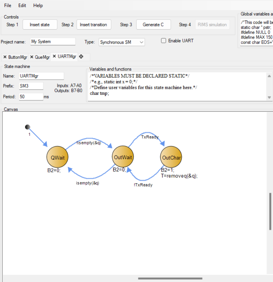 The solution is that the exit transition in the