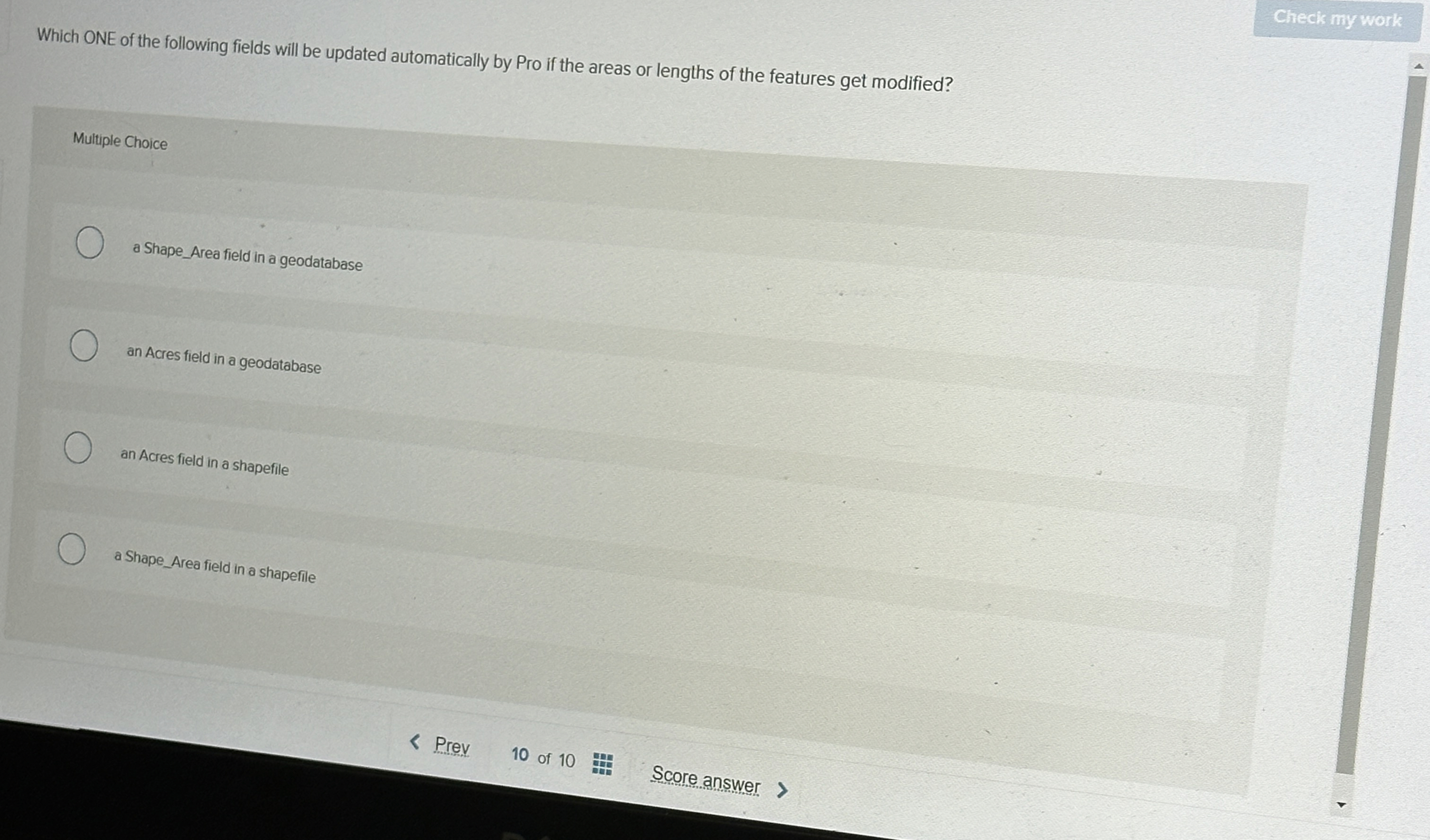 Which ONE of the following fields will be updated