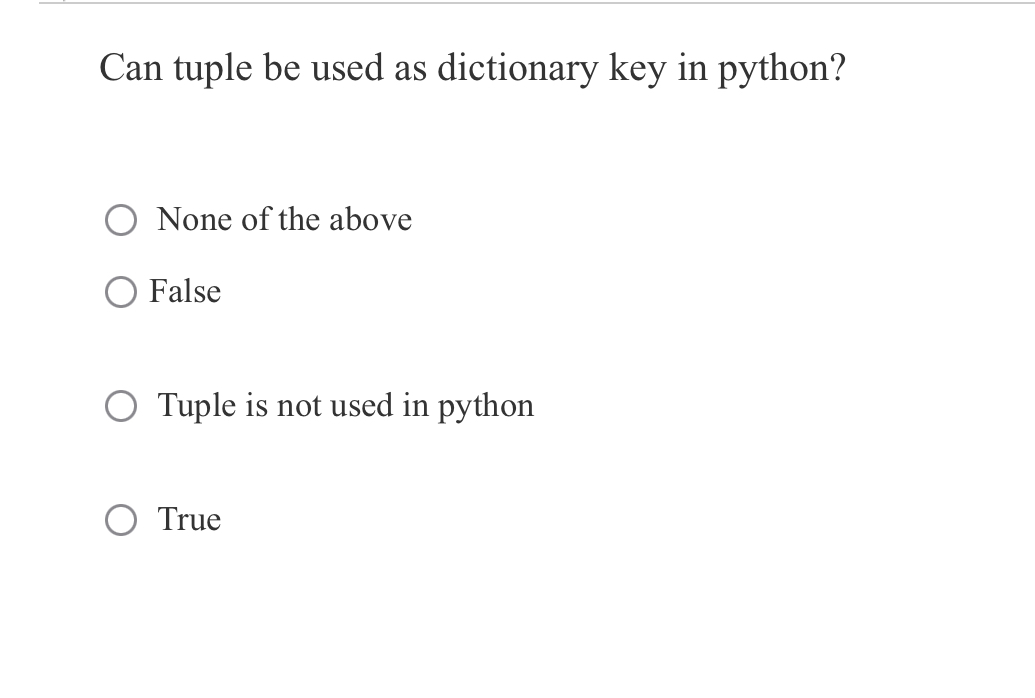Can tuple be used as dictionary key in python?