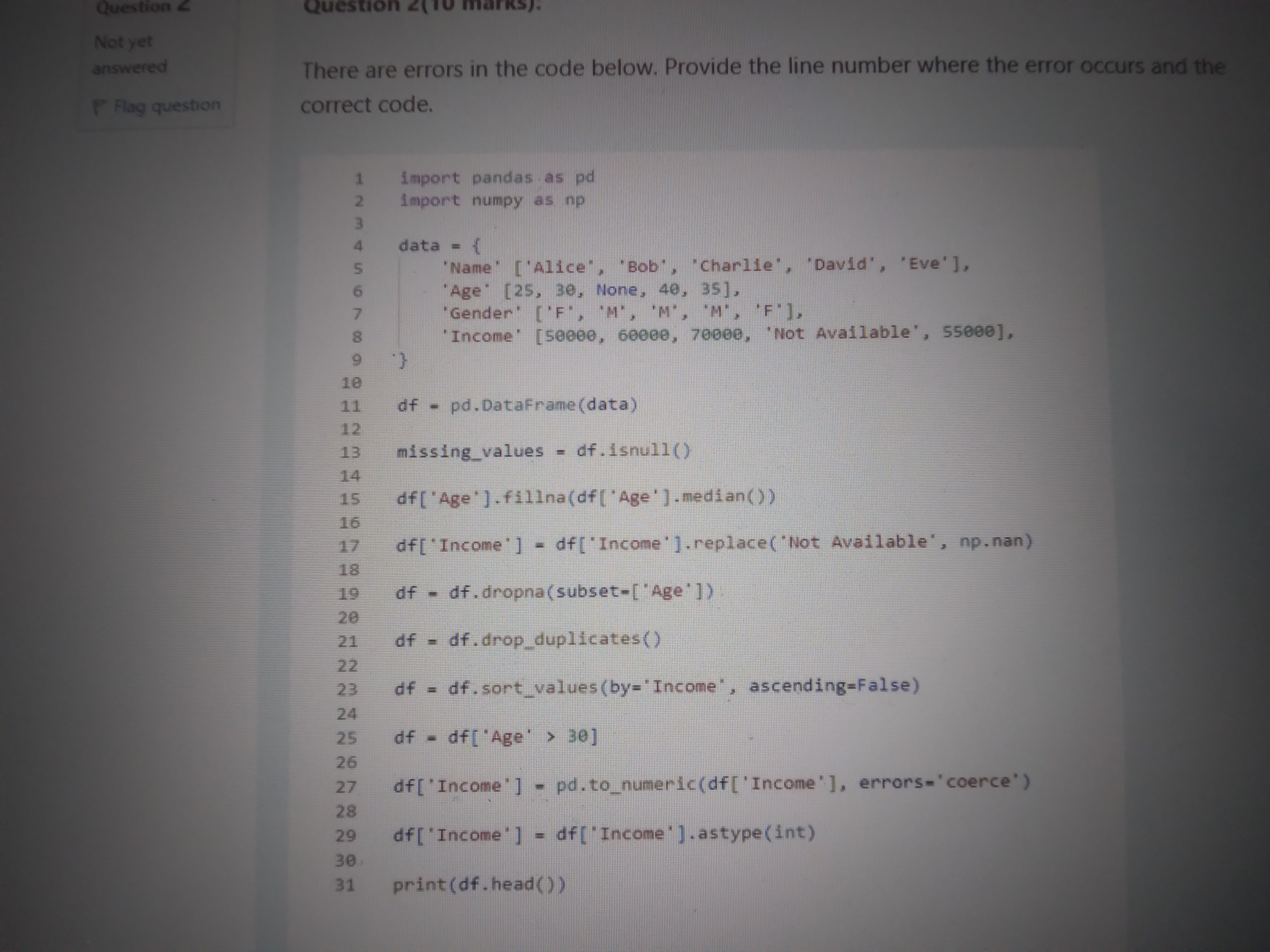 There are errors in the code below. Provide the