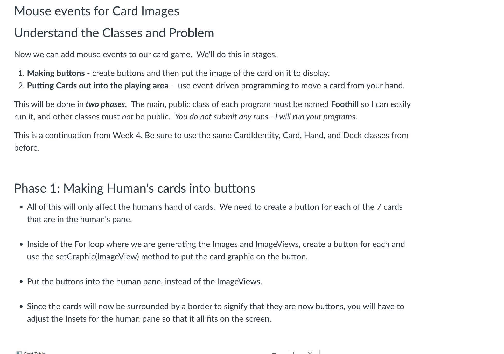 Phase 1 : Making Human's cards into buttons - All