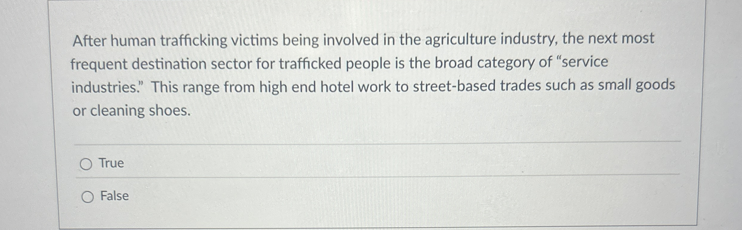 After human trafficking victims being involved in