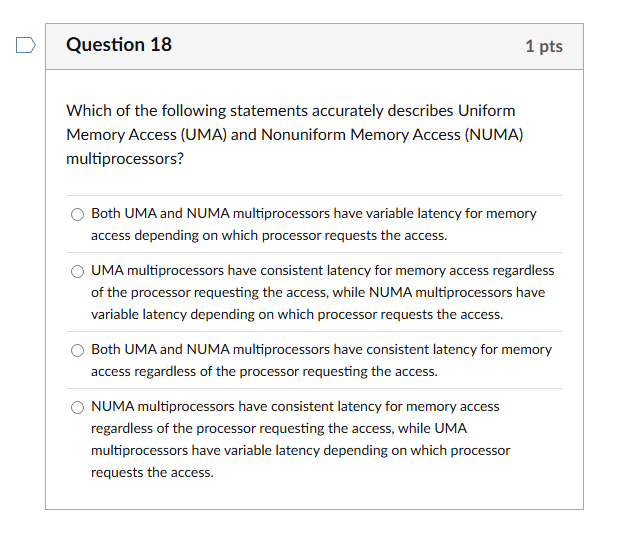Question 1 8 Which of the following statements