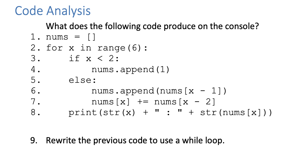 Code Analysis What does the following code