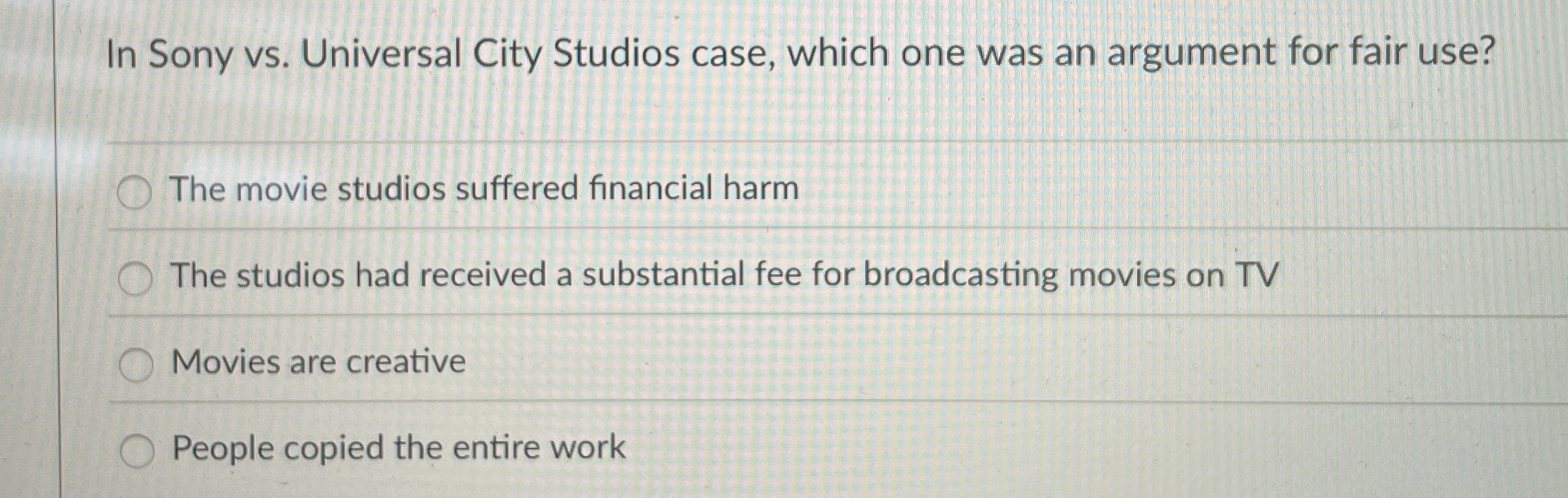 In Sony vs . Universal City Studios case, which