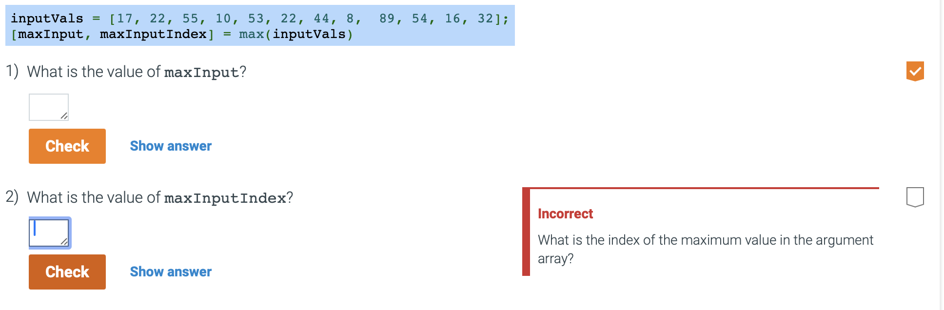 inputVals = [ 1 7 , 2 2 , 5 5 , 1 0 , 5 3 , 2 2 ,
