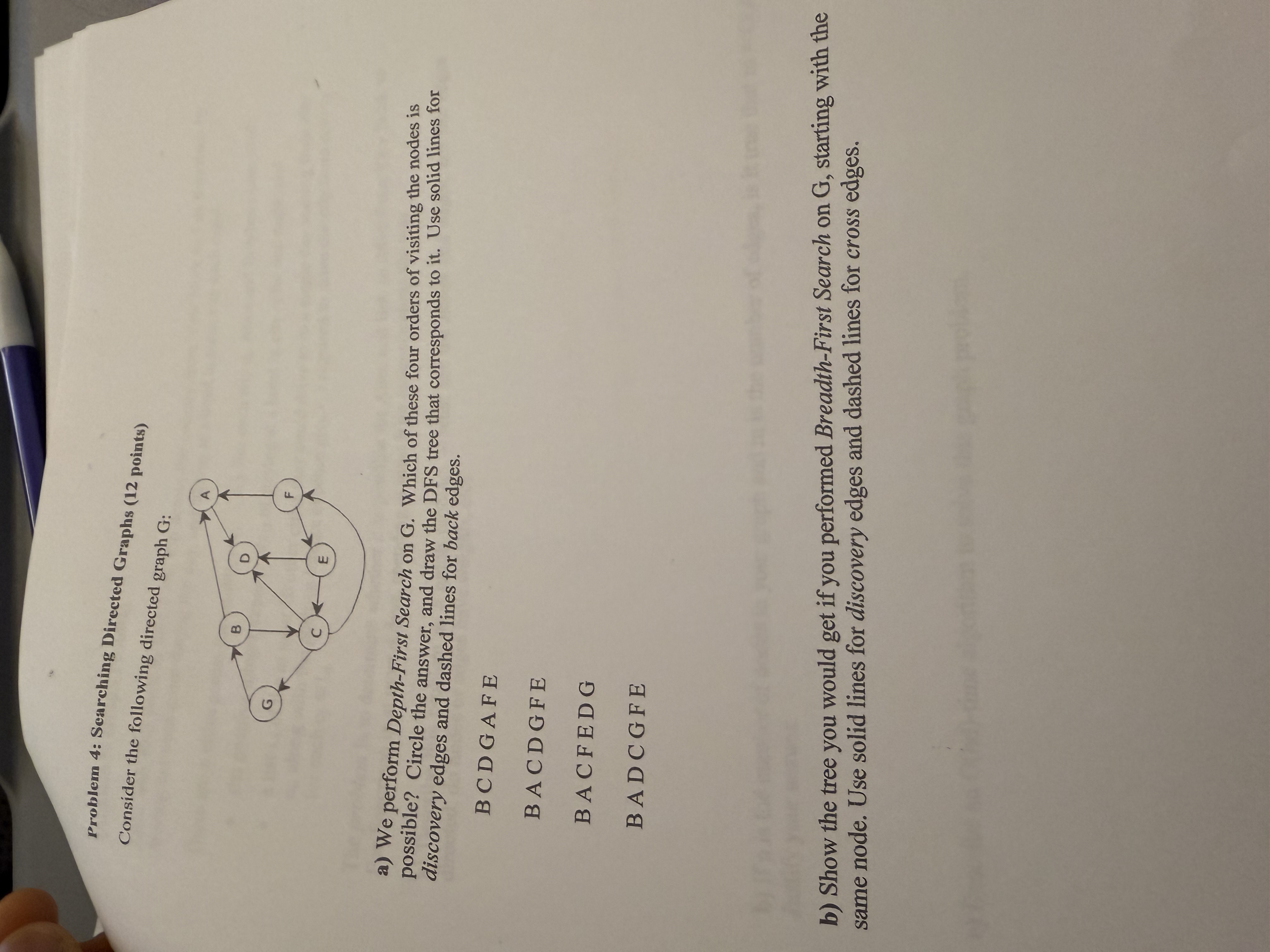 Problem 4 : Searching Directed Graphs ( 1 2