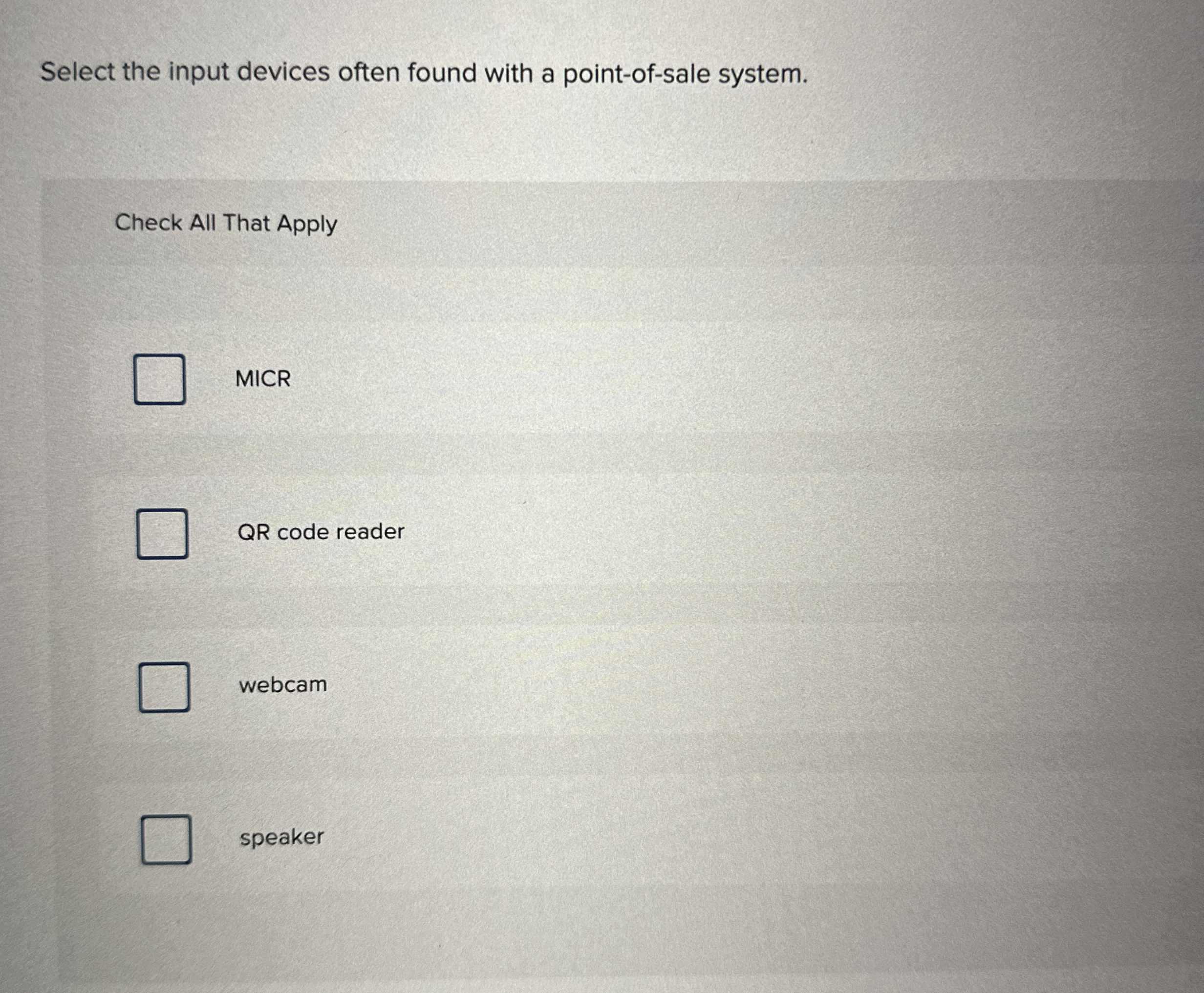 Select the input devices often found with a point