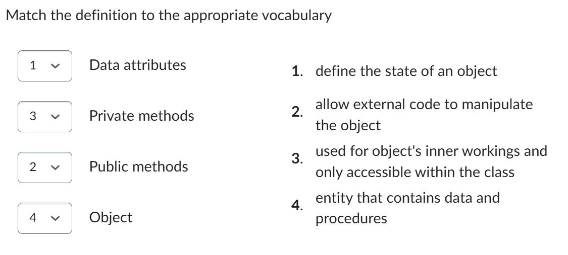 Match the definition to the appropriate