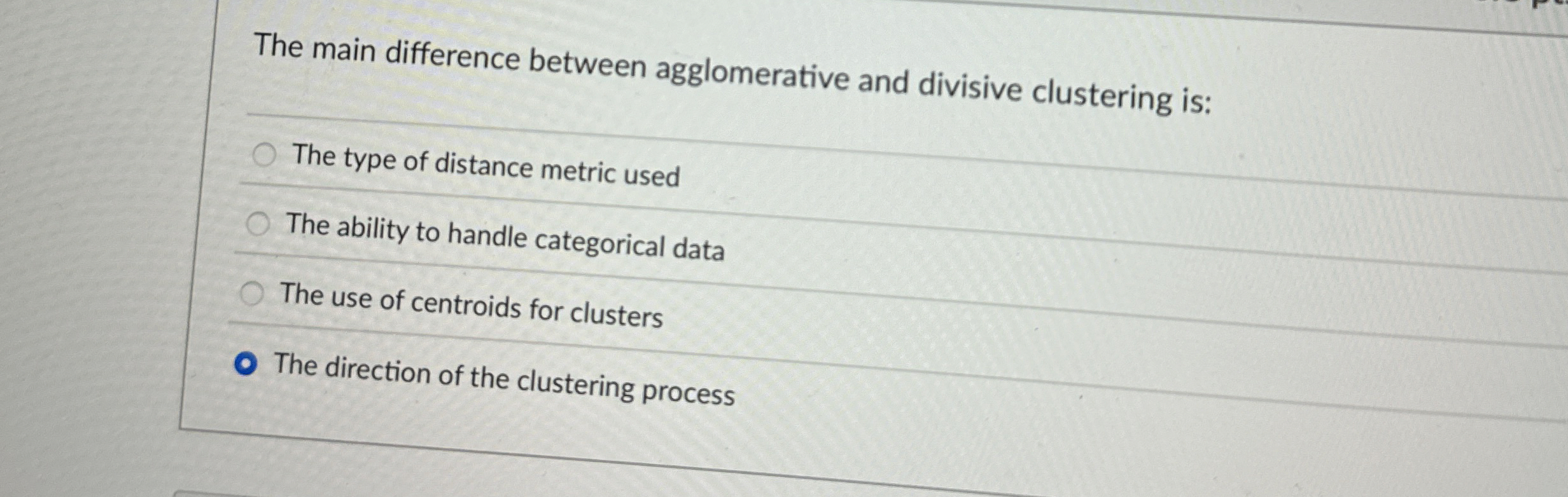 The main difference between agglomerative and