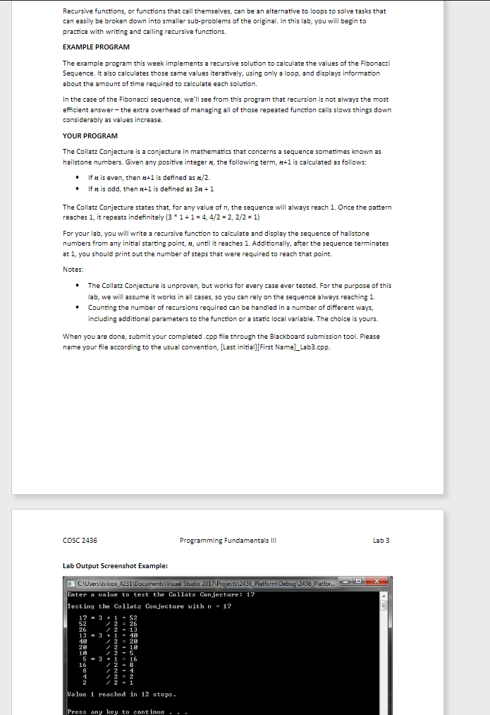 here is a sample program that he provided us for