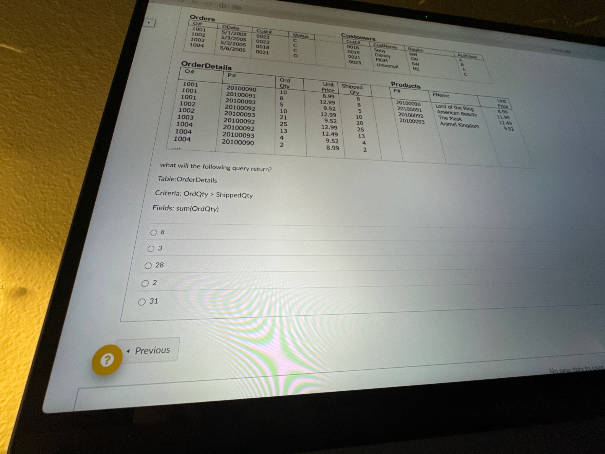 Orders OrderDetails what will the following query