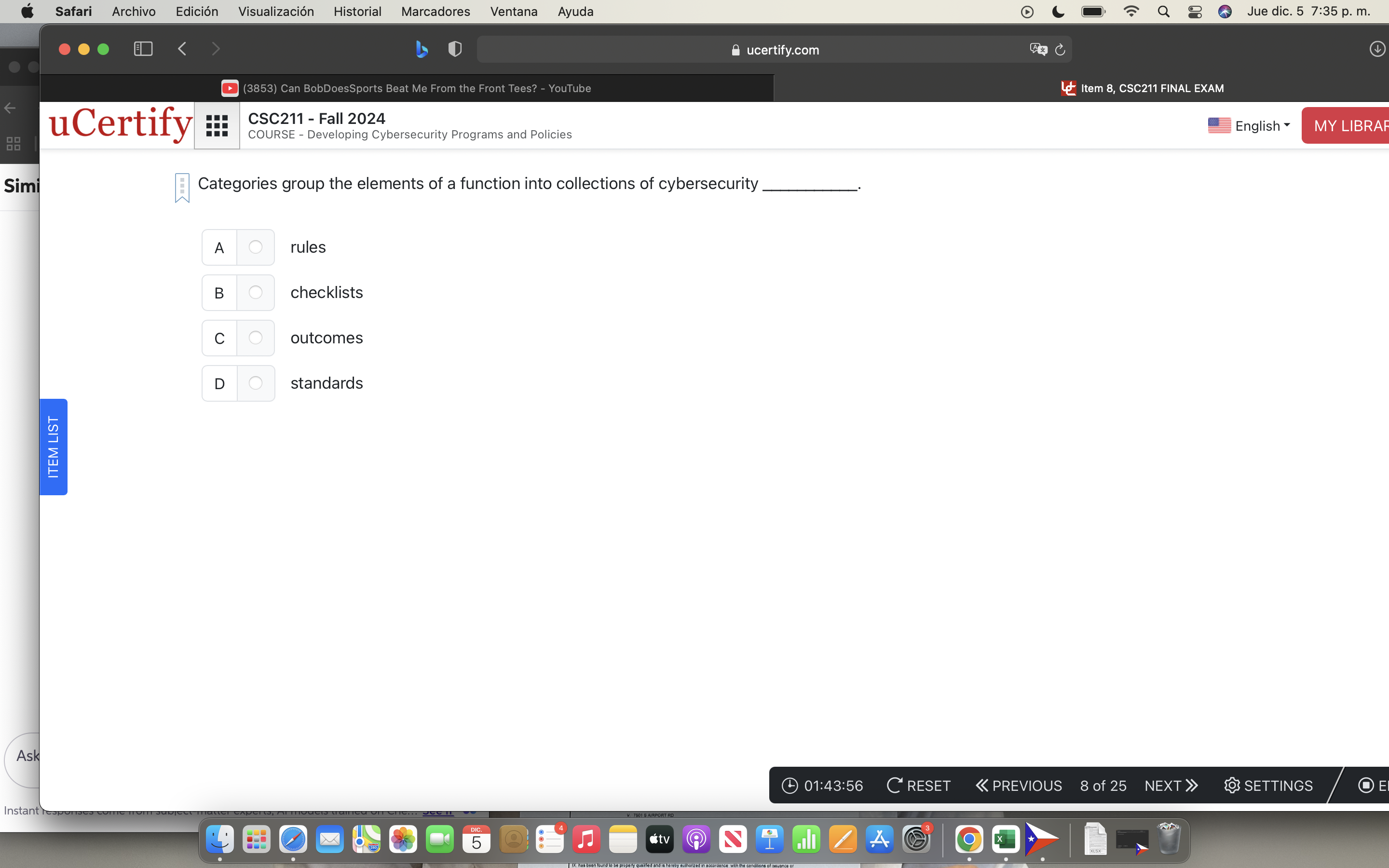 Categories group the elements of a function into