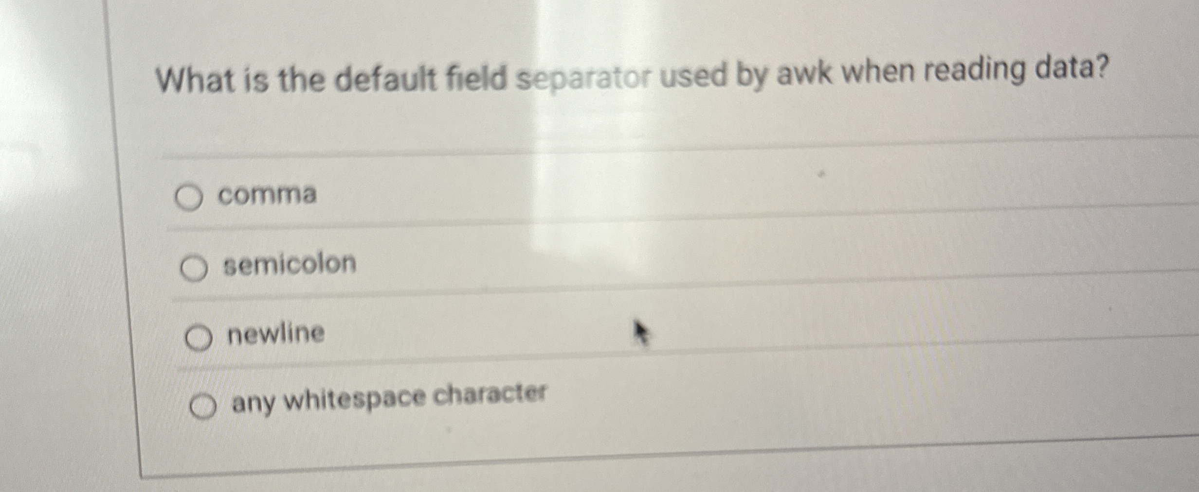 What is the default field separator used by awk