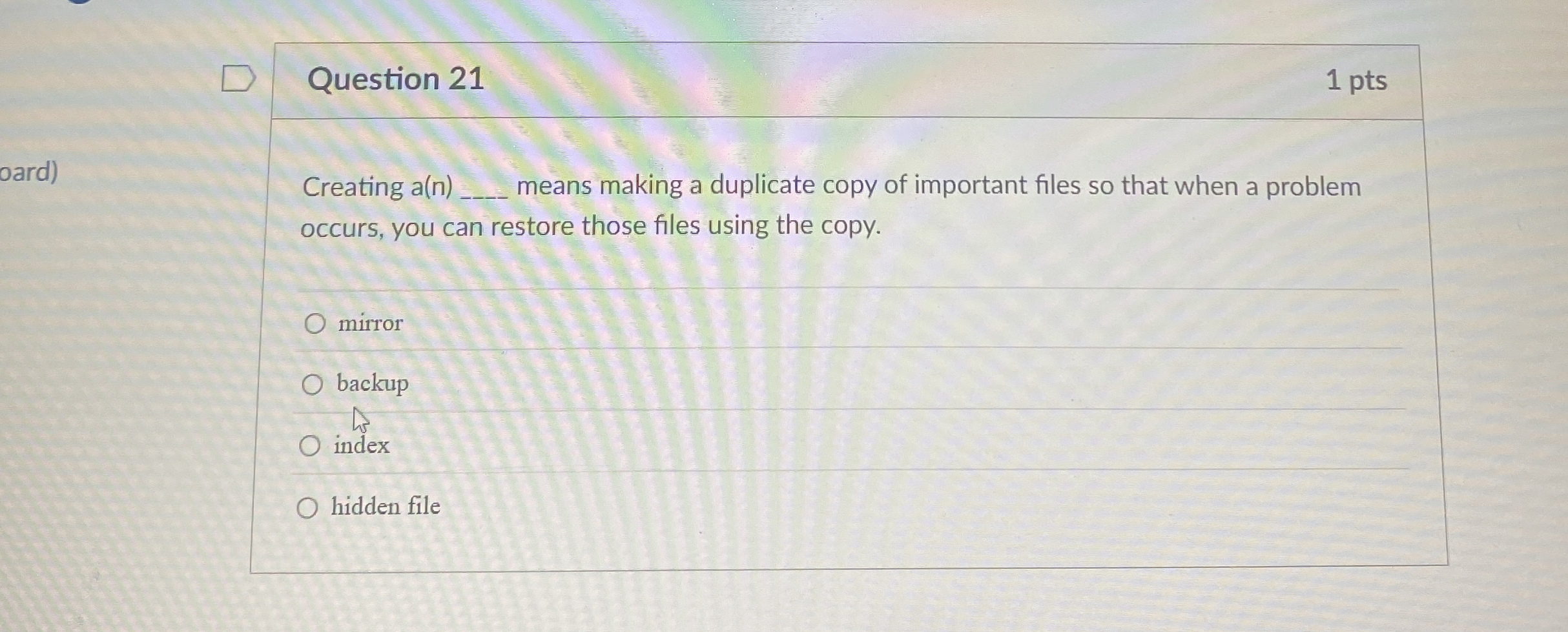 Question 2 1 Creating a ( n ) means making a