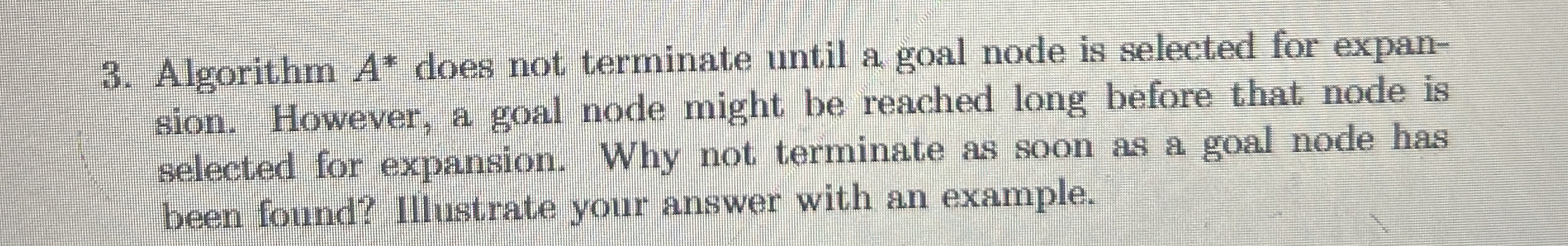 Algorithm A * * does not terminate until a goal
