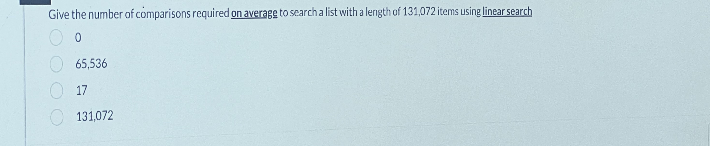 Give the number of comparisons required on