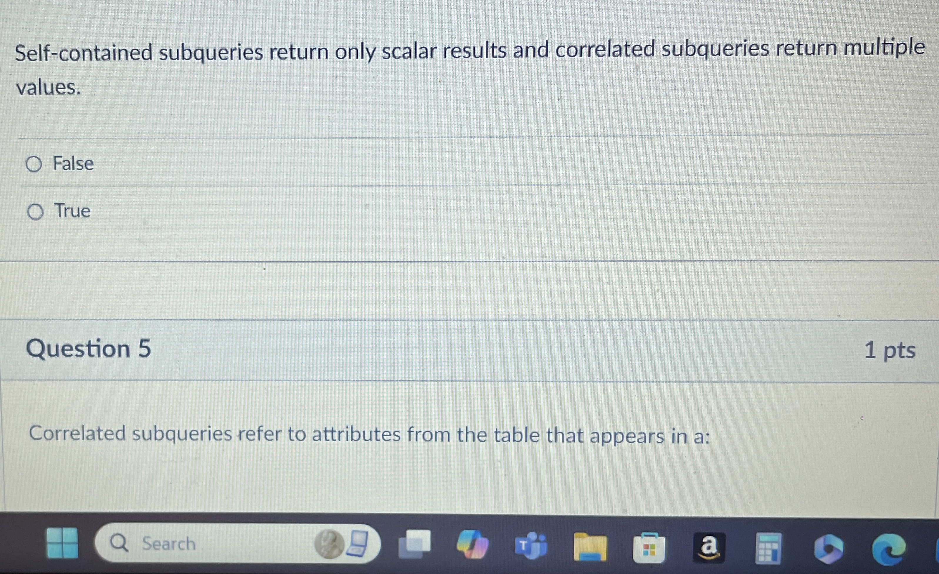 Self - contained subqueries return only scalar